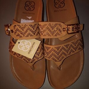 Daisy Fuentes Brown Embellished Sandals